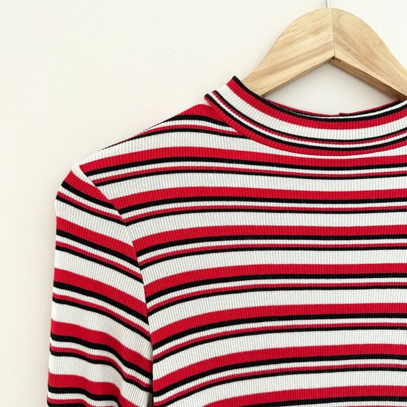 ASOS Striped Crop Top Red Black White - Size 4 (Small) - Picture 2 of 7